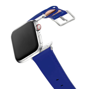 Blueberry-AW-fluo-blue-nappa-band-with-stainless-steel-case-on-air