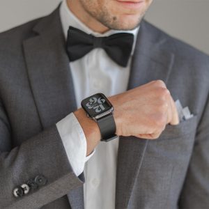 Caasel-AW-black-full-grain-leather-band-with-an-elegant-outfit
