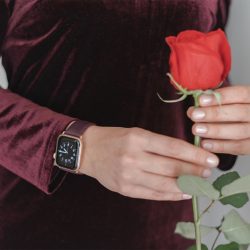 Burgundy-AW-nappa-leather-band-keeping-a-red-rose