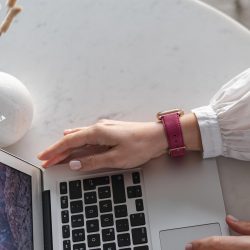 Scarlets_velvet-Apple-watch-violet-nappa-calf-leather-band-working-with-a-macbook-pro