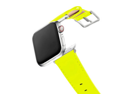 laser-lemon-Apple-watch-fluo-yellow-band-with-stainless-steel-case-on-air