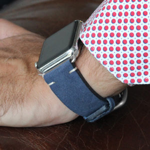 Blue-suede-Apple-watch-band-denim-man