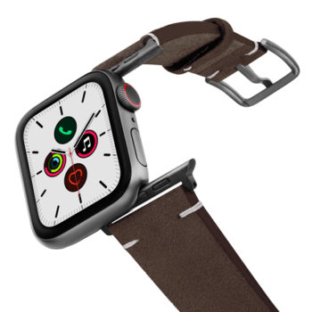 Rich-Mocha-AW-dark-brown-suede-leather-band-on-air-space-grey-adapters