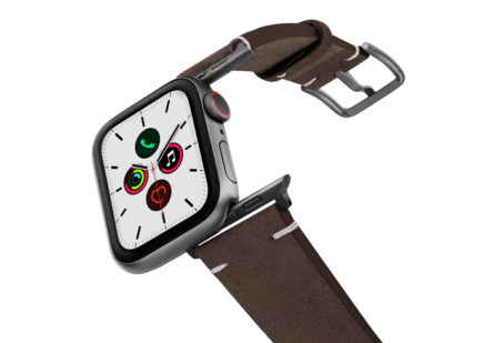 Rich-Mocha-AW-dark-brown-suede-leather-band-on-air-space-grey-adapters