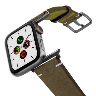 Southern-Pine-AW-green-suede--leather-band-on-air-space-grey-adapters