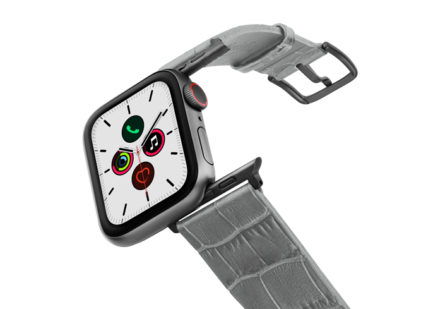 Intercostal-Apple-watch-grey-genuine-leather-band-on-air-space-grey-adapters