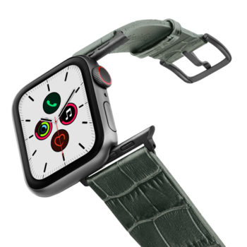 Shamrock-Apple-watch-green-genuine-leather-band-on-air-space-grey-adapa