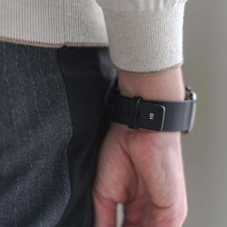 Cassel-Apple-watch-black-full-grain-leather-band-back-side-view-with-focus-on-monogram