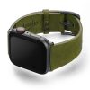 Deep-Leaf-Apple-watch-green-genuine-leather-band-with-case-on-left