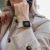 Off-White-Apple-watch-nappa-leather-band-with-a-grey-female-coat