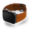 Tawny-Apple-watch-light-brown-genuine-leather-band-with-case-on-left