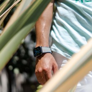 Summer-Cloud-Apple-watch-grey-rubber-band-close-up-for-him