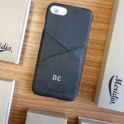 iPhone wallet monogrammed leather case on top