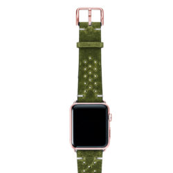 Hope-AW-green-calf-leather-band-with-holes-with-case-rose-gold