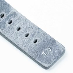 Stronger-Apple-watch-grey-calf-leather-band-with-30-holes-with-focus-on-monogram