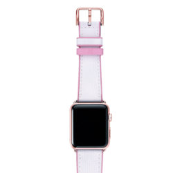 Pink Sand AW white rubber band on top of rose gold case