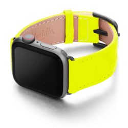 laser-lemon-Apple-watch-fluo-band-with-case-on-left