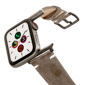 Muted-Stone-AW-grey-ancient-leather-band-on-air-with-space-grey-adapters