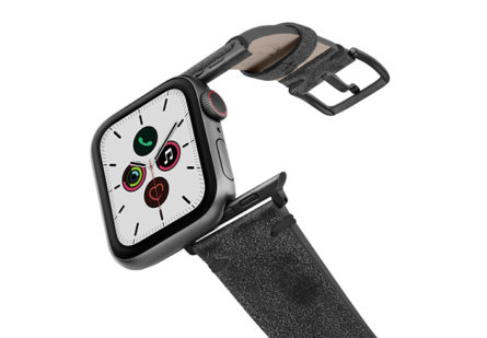 Petrified-AW-ancient-leather-band-with-space-grey-on-air