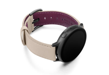 Angel-Whisper-Galaxy-watch-powder-nappa-leather-band-with-case-on-right
