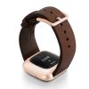 Burnt-Fitbit-Watch-deep-brown-full-grain-leather-band-with-rose-aluminium-back-case