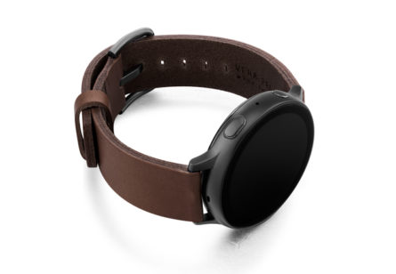 Burnt-Galaxy-watch-deep-brown-full-grain-leather-band-with-case-on-right