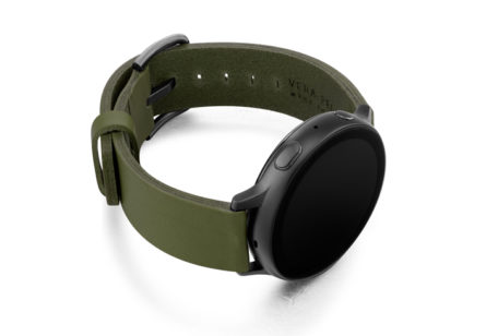 Deep-Leaf-Galaxy-watch-active-green-full-grain-leather-band-with-right-case
