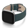Denim-Fitbit-nappa-leather-band-with-case-on-left
