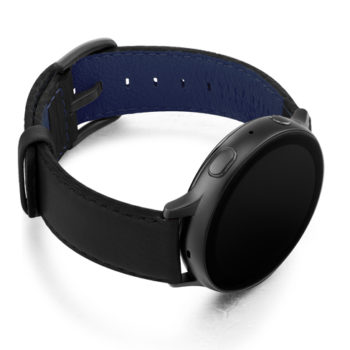 Ink-Galaxy-watch-active-black-nappa-leather-band-with-case-on-right