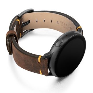 Old-Brown-Galaxy-watch-vintage-leather-band-with-case-on-right