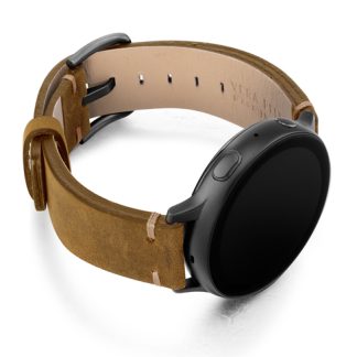 Smoked-walnut-Galaxy-Watch-calf-Leather-band-with-case-on-right