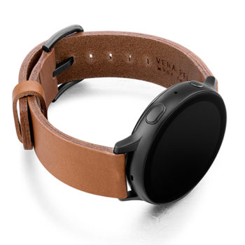 Tawny-Galaxy-watch-brown-full-grain-leather-band-with-case-on-right