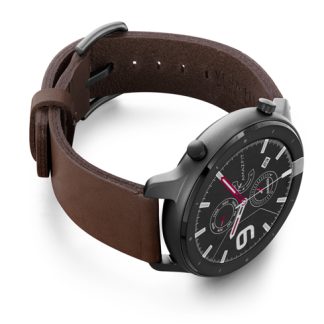 Amazfit-GTR-burnt-clay-leather-band-with-displey-on-right