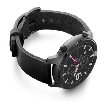 Amazfit-GTR-cassel-clay-leather-band-with-displey-on-right