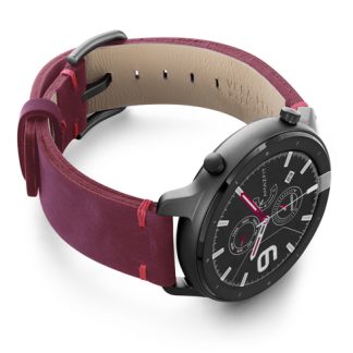 Amazfit-GTR-colonial-red-vintage-leather-band-with-display-on-right