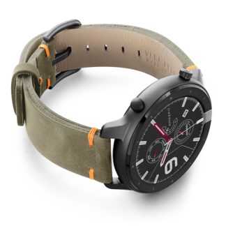 Amazfit-GTR-driedherb-vintage-leather-band-with-displey-on-right