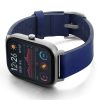 Amazfit-GTS-blue-england-clay-leather-band-with-display-on-left