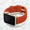 AW-orange-tide-recycled-ocean-plastic-band-40mm-case-on-left-with-stainless-gold-adaptors