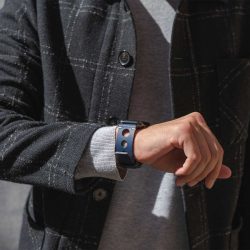 AW blue full grain leather band for man seeing your watch
