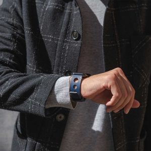 AW blue full grain leather band for man seeing your watch