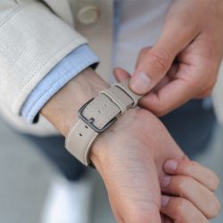 Bisque-Apple-watch-recycled-vegan-band-for-him-close-up-on-back