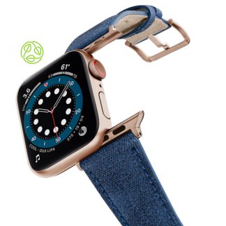 RECYCLED-BLUE-COTTON-apple-watch-band-aluminium-gold-flying-mode