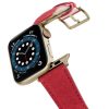 Recycled-RED-Apple-watch-vegan-leather-band-flying-view_stainless-gold_Case